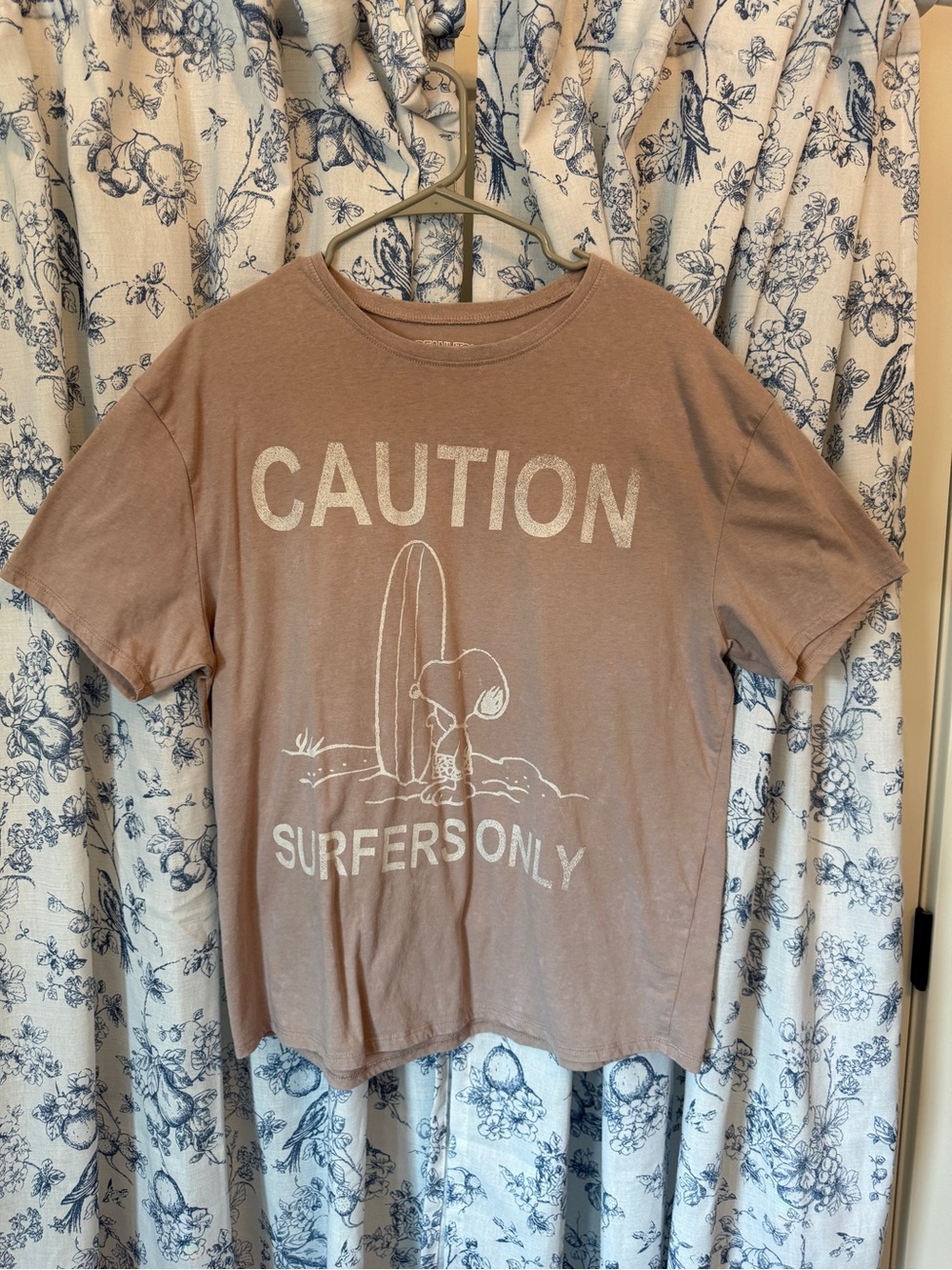 Peanuts Mauve Graphic Tee with Subtle Stripes